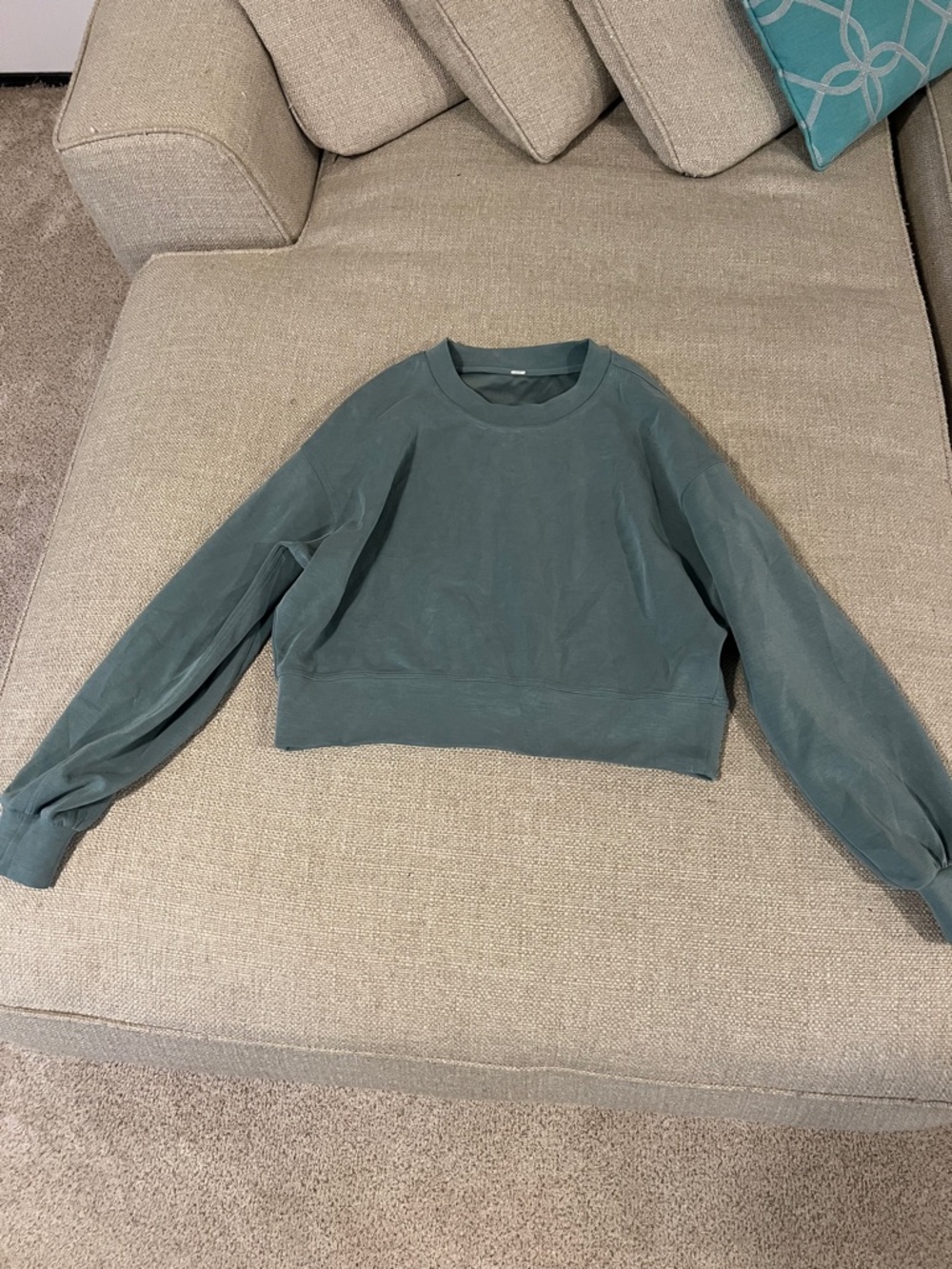 lululemon athletica Cropped Crewneck Sweatshirt in Slate Green